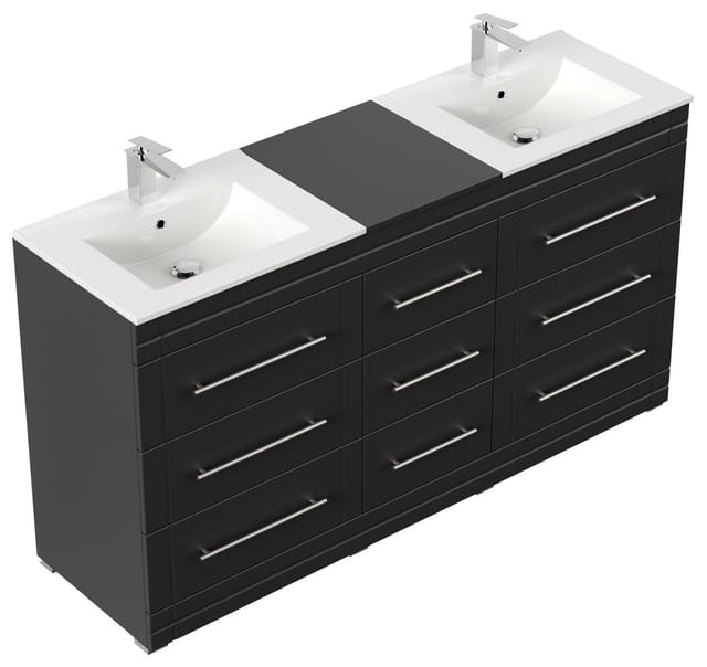 Stand Badmöbel Cosmo Modern SoftClose schwarz