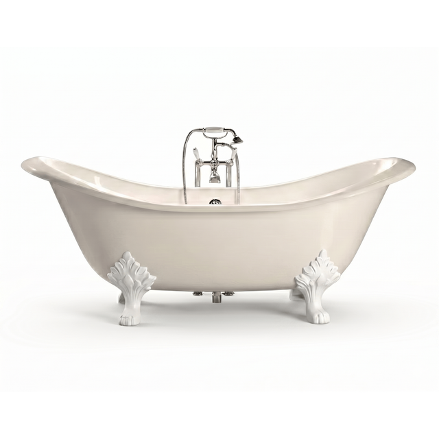 Freistehende Gusseisen Badewanne kingston weiß Füße chrom 182