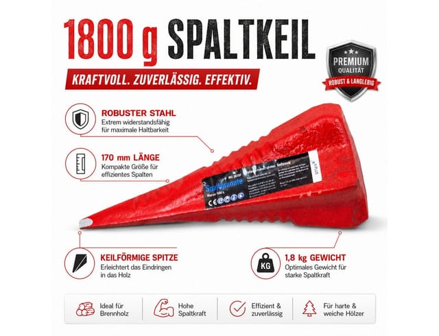 Bituxx - Spaltkeil Spaltgranate Holzspalter Spalter Spaltwerkzeug Keil Spaltkreuz 1800gr