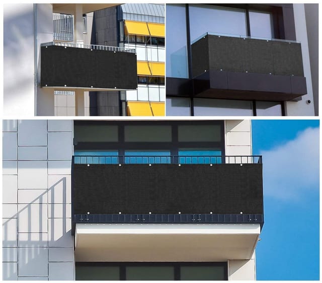 Salcar - Sekey Balkon Sichtschutz hdpe 220g/m² Balkonbespannung Schwarz 0,90 x 6m