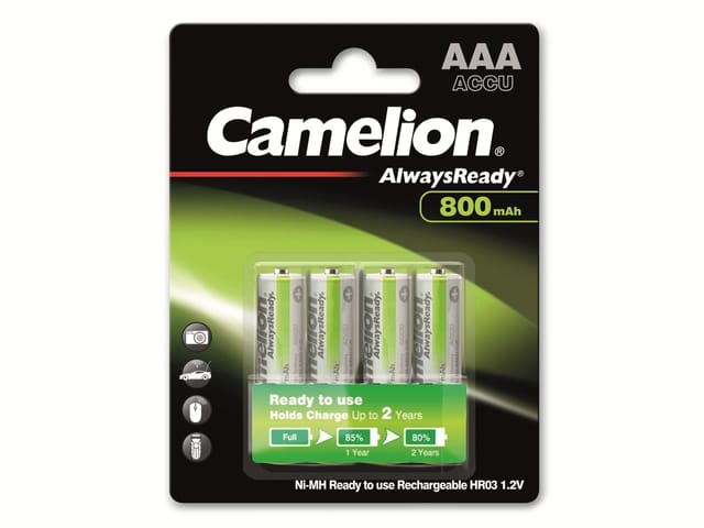 Camelion NiMH-Micro-Akku AlwaysReady, 800 mAh, 4 Stück