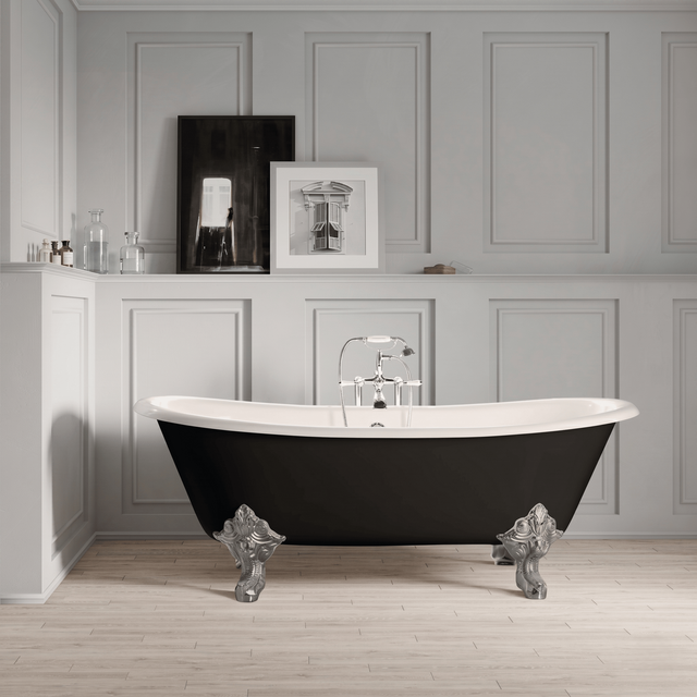 Freistehende Gusseisen Badewanne BRADFORD schwarz 180