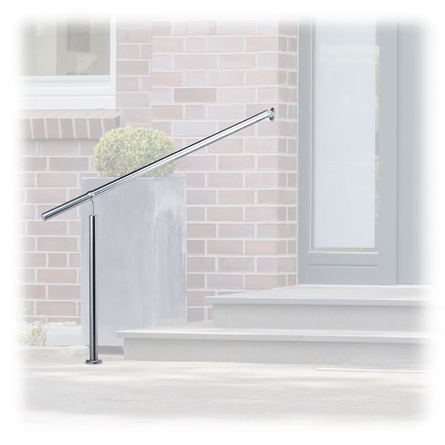 Treppengeländer Edelstahl, für Drinnen und Draußen, 150 x 80 cm, mit Wandhaltern+Metalldübeln, silber - Relaxdays