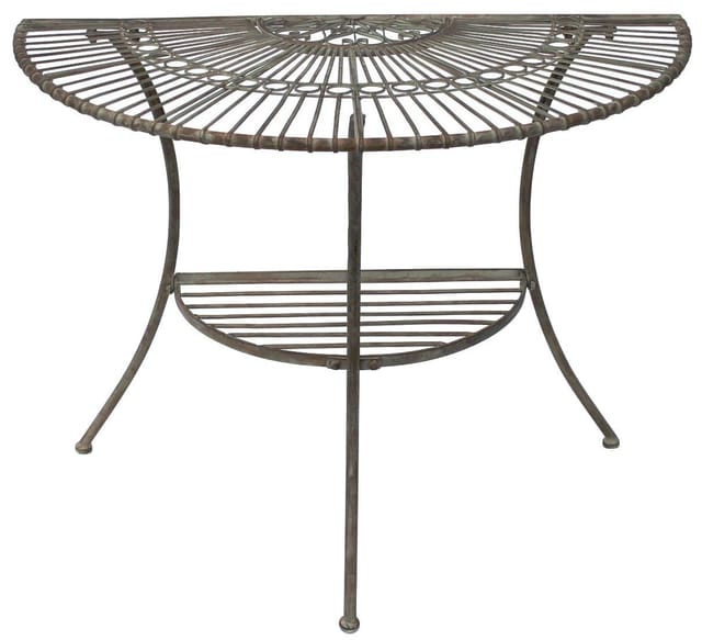 Tisch Halbrund Wandtisch Malega 100531 Beistelltisch aus Metall 100 cm Gartentisch Halbtisch Halbrundtisch Wandkonsole Konsole Wand - Dandibo