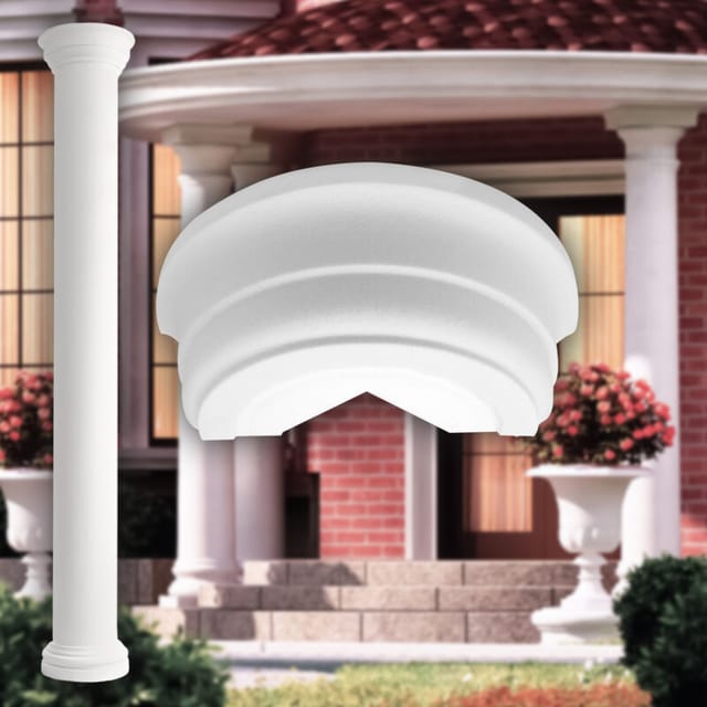 Prestige Decor - Säulen und Halbsäulen Fassade rund Set Auswahl 255mm LC101: Halbrund, Kapitell
