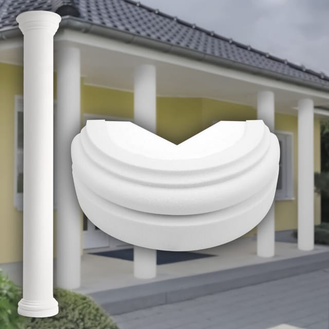 Prestige Decor - Säulen und Halbsäulen Fassade rund Set Auswahl 405mm LC103: Halbrund, Basis