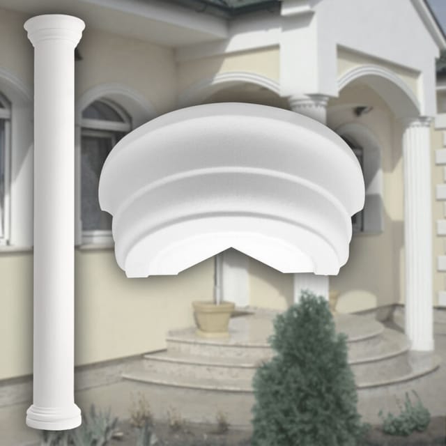 Prestige Decor - Säulen und Halbsäulen Fassade rund Set Auswahl 305mm LC102: Halbrund, Kapitell
