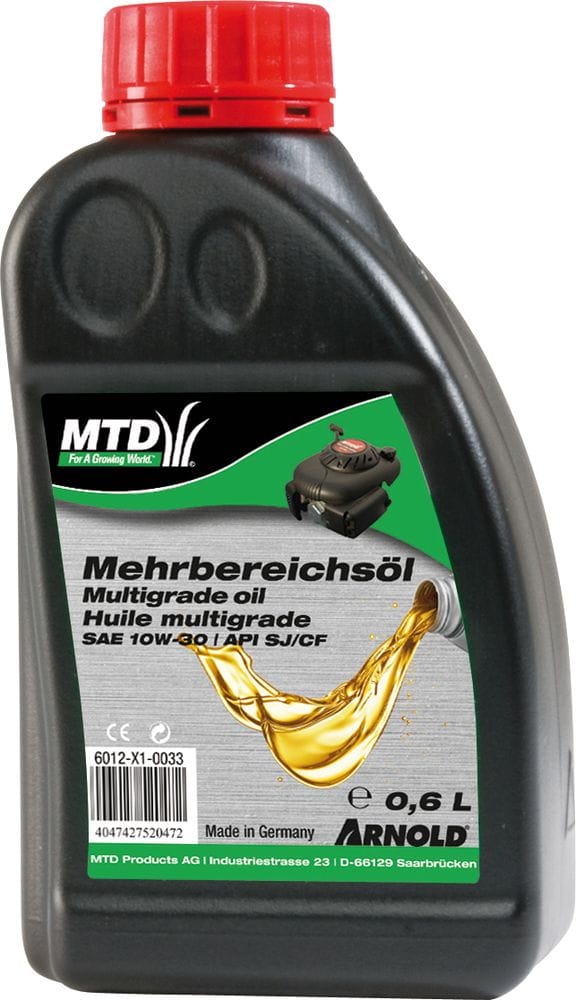 SAE 10W-30 Mehrbereichs-Motorenöl für 4-Takt-Motoren kleiner Maschinen - 0,6 l Arnold