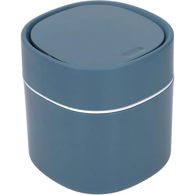 Rnemitery - Tisch-Mülleimer mit Deckel, Mini-Kunststoff-Mülleimer, kleiner Mülleimer für Schlafzimmer, Esszimmer, Badezimmer, Büro (blau)