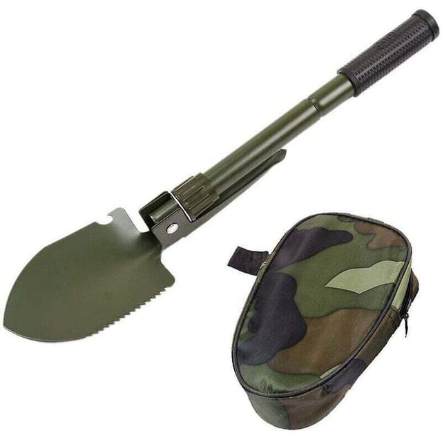 Flexible, faltbare, multifunktionale Rettungsschaufel, Schaufel, Klappschaufel, Notfallschaufel, 40 cm (Arm grün (Kompass-Version))