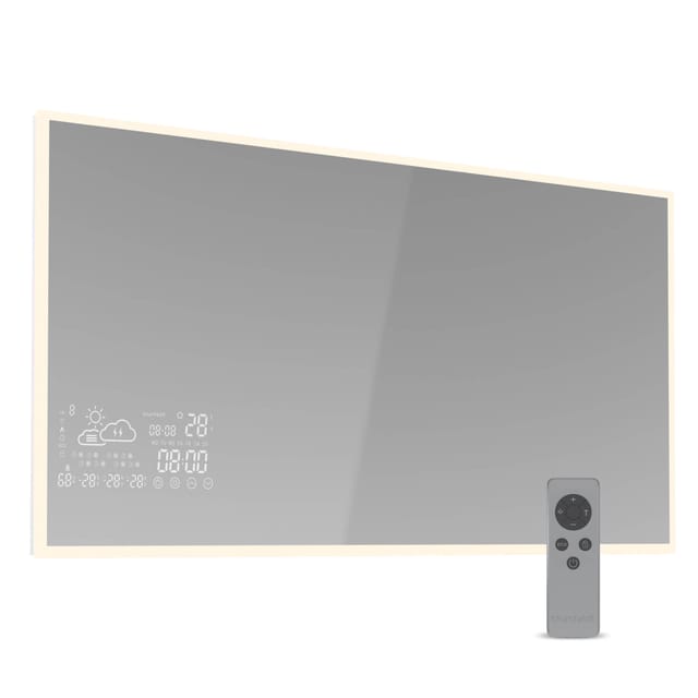 Infrarotheizung 600W – Wandmontage, Smart Mirror mit LED-Anzeige, IP44, App-Steuerung, Überhitzungsschutz, für Bad & Feuchträume, 12-15 m², Infrarot