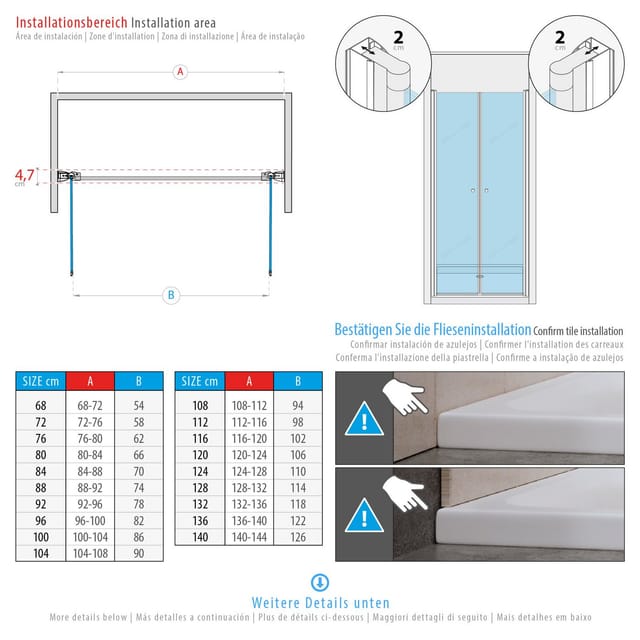 I-flair Duschtür, Duschabtrennung aus 6 mm satiniertem Sicherheitsglas Breite: 68-72 cm - Höhe: 180 cm