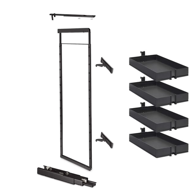 DISPENSA-X anthrazit für Korpusbreite 400 mm, Korpusinnenhöhe 1200 - 1600 mm Apothekerauszug 100 kg Tragkraft mit ARENA pure Tablaren / Kesseböhmer