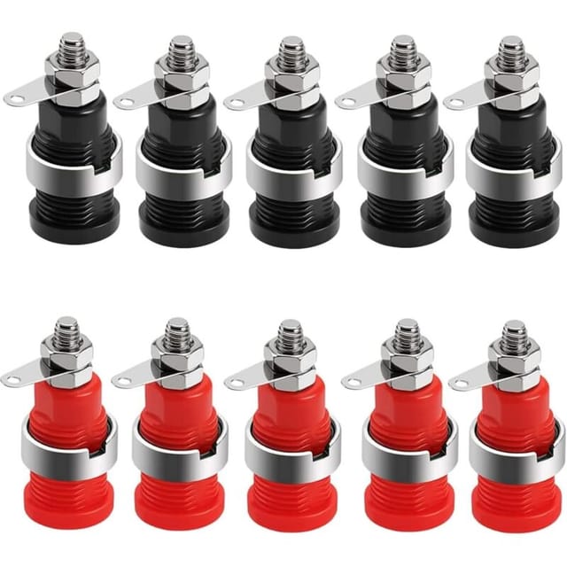 Lntyq - 10 Stück 4-mm-Bananenbuchsen, Anschlussklemmen mit Schutz (5 rot + 5 schwarz)