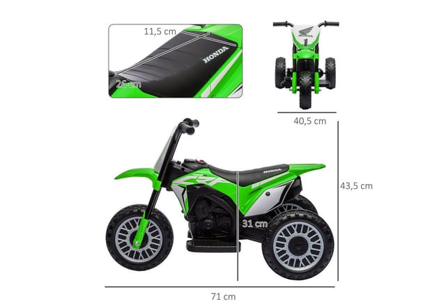 Homcom - Elektro Kindermotorrad Elektromotorrad mit Hupe, Startup-Musik, Kinder Elektro Motorrad für Kinder von 1,5-3 Jahren Grün