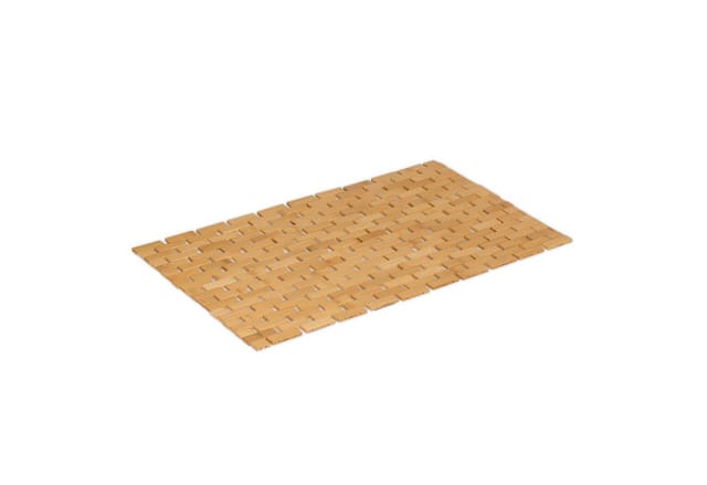 Relaxdays - Badematte Bambus, 70 x 42 cm, faltbar, rutschfest, Bambusmatte für Badewanne, Dusche, Sauna, Badteppich, natur