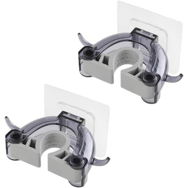 Csparkv - 2 Stück nahtloser Mopp-Haken, Mopp-Aufhänger-Clip, Besenhalter, Besen-Aufhänger-Clip, Wandgarderobe, robuster Mopp-Haken, schwarz