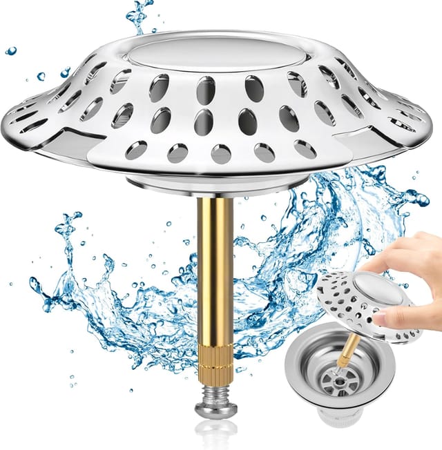 Sollbry - in 1 Badewannenstopfen mit Haarfilter, Badewannenstopfen ø 72 mm, Badewannen-Ablauffilter mit Filterung, Anti-Blocking, höhenverstellbar
