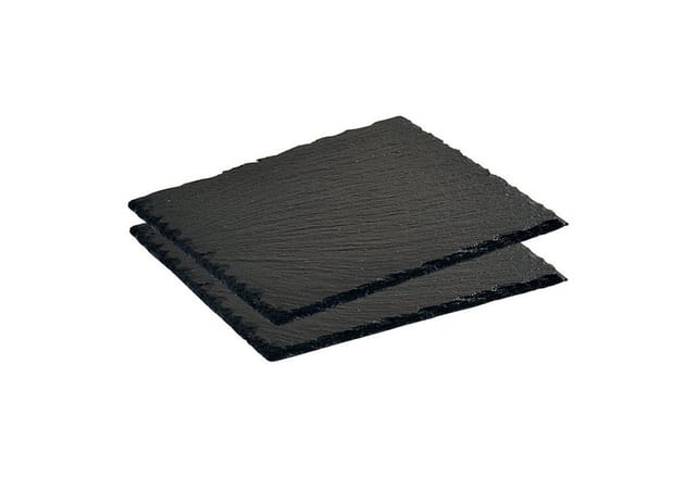 Set aus zwei en Desserttellern aus Schieferstein, Maße: 20 x 20 cm