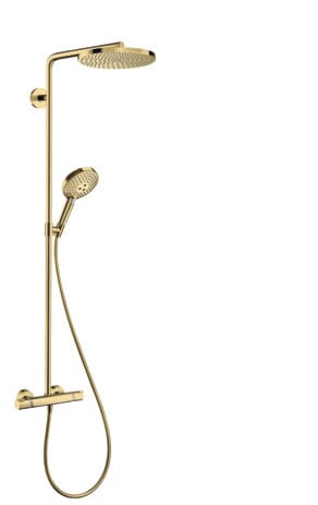 Raindance Select s - Duschsäule Showerpipe mit Thermostatbatterie, 1jet, Gold poliert 27633990 - Hansgrohe