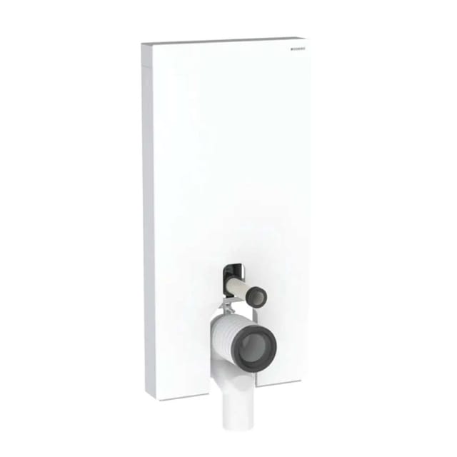 Monolith Sanitärmodul für Stand-WC, Höhe 101cm, Frontverkleidung aus Glas, Aluminium, Weiß - Geberit