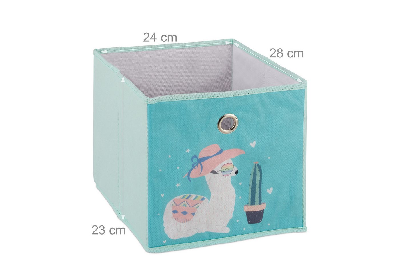 Kinderregal, 3 Boxen, Jungen & Mädchen, Lama-Design, Regal Kinderzimmer, Spielzeug, hbt 89 x 27,5 x 30, bunt - Relaxdays