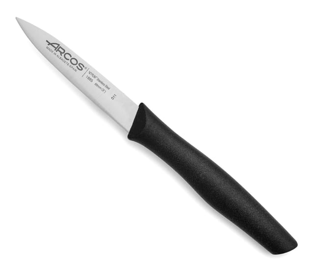 Arcos - Messer Mondador Nova 188500 Edelstahl Nitrum und mango Polypropylen, schwarze Klinge 8,5 cm mit Klingenabdeckung und Displaybox
