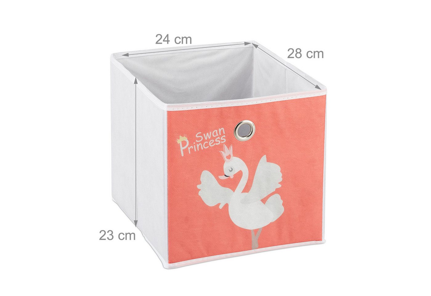 Kinderregal mit 3 Boxen, Spielzeug, Mädchen, Schwan-Design, Regal Kinderzimmer, hbt 89 x 27,5 x 30 cm,weiß/rot - Relaxdays Bild 3