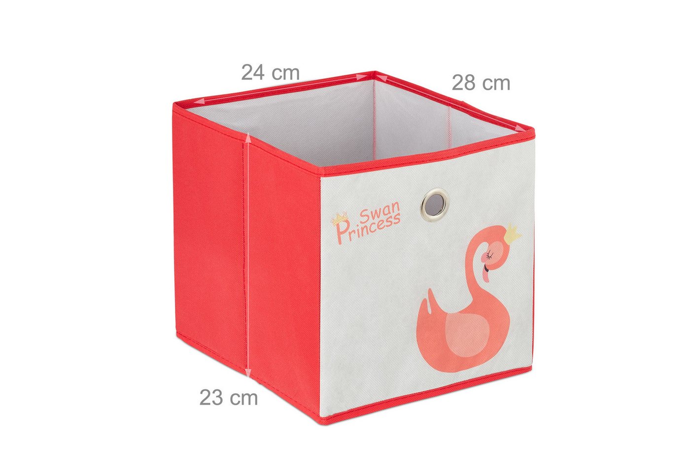Kinderregal mit 4 Boxen, Spielzeug, Mädchen, Schwan-Design, Regal Kinderzimmer, hbt: 62 x 53 x 30 cm, weiß/rot - Relaxdays Bild 4