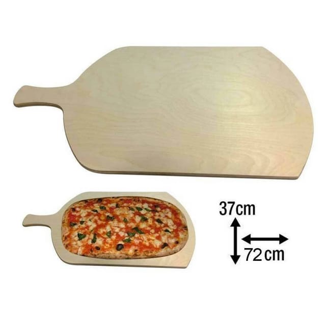 Trade Shop - pizzabrett meterware rechteckiges holztablett mit griff 72X37CM -