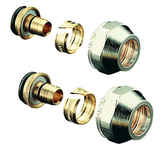 Oventrop - Cofit s Klemmringverschraubung 2fach für Copipe 20x2,5mm x g 3/4' Überwurfmutter, vernickelt