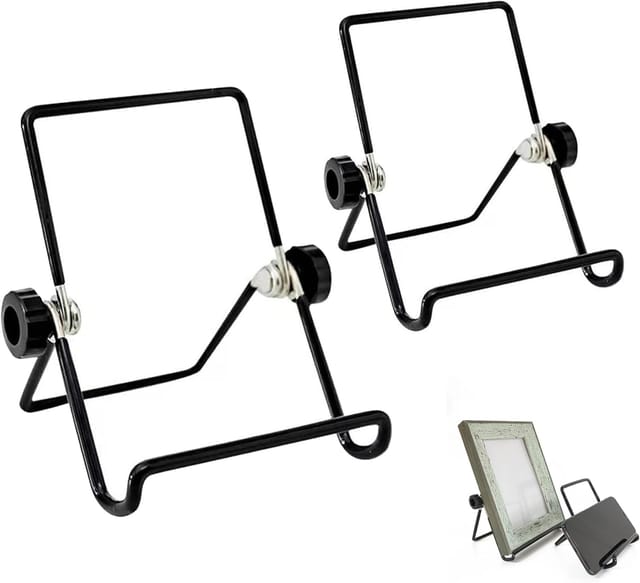 Sollbry - 2 Stück faltbarer Ständer, Fotohalter, Rahmen, dekorativer Tellerhalter, Staffelei, Regal, faltbar, verstellbar, kleine Staffelei, Teller,
