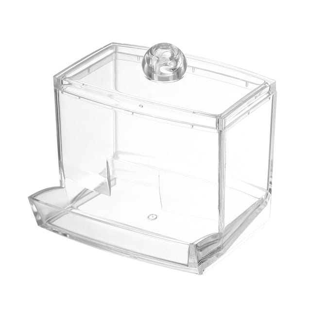 Sollbry - Wattebox, Acryl-Tupferhalterbox mit Deckel, Aufbewahrungsbox für Wattepads oder Make-up-Kosmetik, transparent, Etui