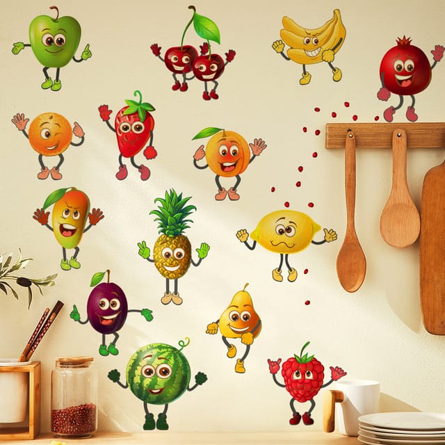 Sollbry - Wandaufkleber für die Küche, Obst-Wandaufkleber, Obst, Banane, Zitrone, Wanddekoration, Kühlschrank, Küche, Esszimmer, Bar