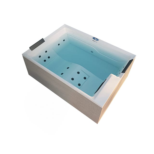 Home Deluxe - Outdoor Whirlpool nimbus deluxe pure – ohne Treppe und Thermoabdeckung Maße: 190 x 140 x 70 cm- Inkl. Heizung, 18 Massagedüsen i Außen