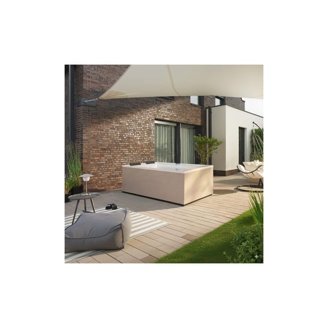 Home Deluxe - Outdoor Whirlpool nimbus pure – ohne Treppe und Thermoabdeckung Maße: 190 x 140 x 70 cm- Inkl. Heizung, 18 Massagedüsen i Außen
