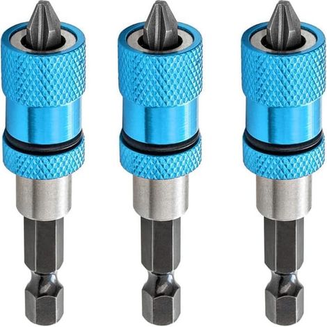 Set Mit 3 Magnetischen Bithaltern Mit Einstellbarem Tiefenbegrenzer Für Gipskarton Und Trockenbauwände