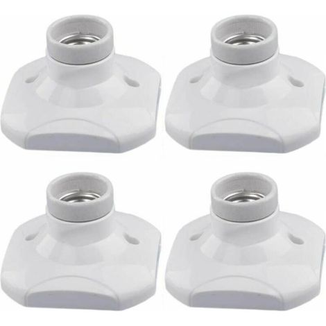 E27-fassung Für Led-lampen, Keramik-e27-fassung Mit Kunststoffsockel, Weiße E27-wandfassung Mit Ring Für Eingangsbereich-/decken-/balkonbeleuchtung, 4er-pack