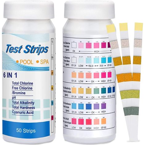 6-in-1 Pool-teststreifen (packung Mit 50 Stück): Wasseranalyse (gesamtalkalität, Ph-wert)