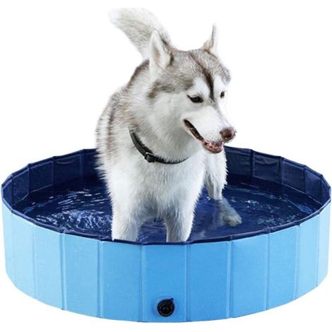 Faltbarer Hundepool (80 X 30 Cm), Badewanne, Duschbecken, Spielbereich Für Hunde/katzen/haustiere Im Freien – Blau