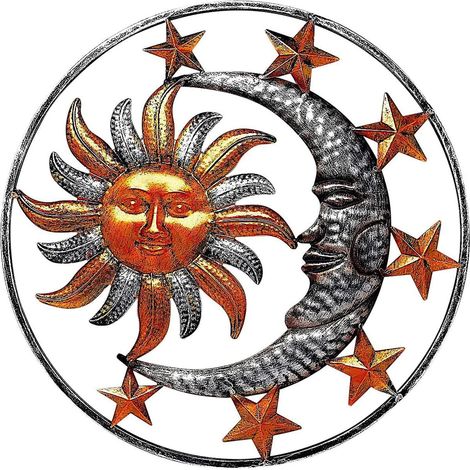 Metallene Wanddekoration, Schmiedeeisen, Mond, Für Den Innen- Und Außenbereich (braun)