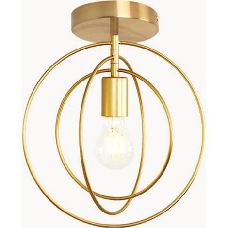 Runder E27-lampenschirm, Vintage-industrie-led-pendelleuchte Aus Eisen Und Metall, Antiker Stil, Für Schlafzimmer, Wohnzimmer, Zuhause, Hotel, Bar, Flur, Küche, Goldfarben [energieeffizienzklasse A+]