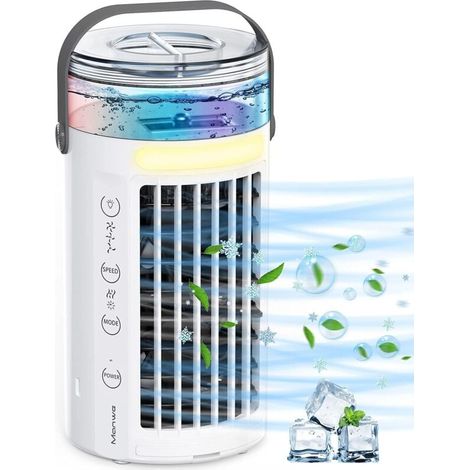 Tragbare Klimaanlage, 450 Ml, Mobile Klimaanlage, Luftkühler, 4-in-1-luftbefeuchter, 3 Geschwindigkeitsstufen Und 2 Modi, Für Büro, Schlafzimmer, Wohnzimmer Und Camping