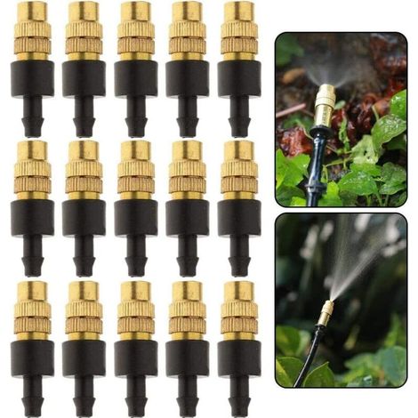 Set Mit 15 Messing-sprinklern Mit Verstellbaren Düsen – Sprühweite 1-4 Meter – Druck 1,5-3,0 Kg – Zur Bewässerung Und Befeuchtung