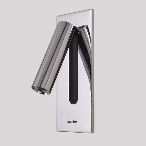 Kompakte Led-wandleuchte Mit Integriertem Schalter, Nachttischlampe (glänzendes Chrom)