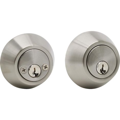 Doppelzylinderschlösser Aus Satiniertem Nickel, Moderne Runde Türschlösser Für Den Innen- Und Außenbereich, Mit 2 Seitenschlüsseln, 1 Stück