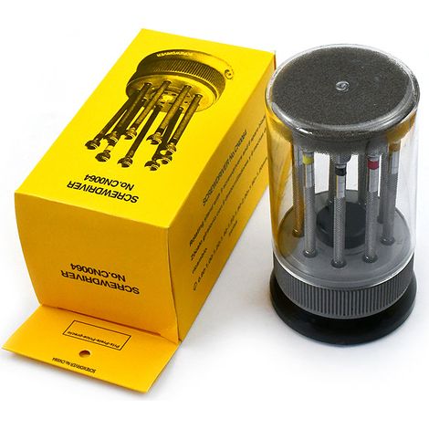 Set Mit 9 Uhrmacherschraubendrehern Mit Drehbarem Sockel Für Präzise Reparatur Und Demontage