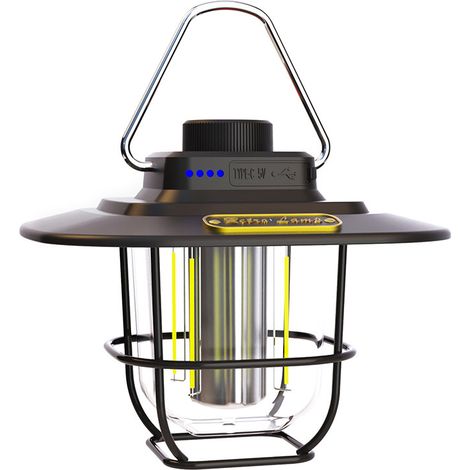 Retro-campinglampe, Wasserdicht, Wiederaufladbar, Usb-c-anschluss, 3 Leuchtmodi, Laternen-design Im Pferde-stil, Für Zelt, Garten Und Als Stimmungsvolle Dekoration