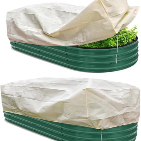 Gartenschutzabdeckung 100x40x45cm, Sandfarben, Mit Kordelzug, Insekten-, Vogel- Und Frostschutz Für Pflanzen Und Gemüse