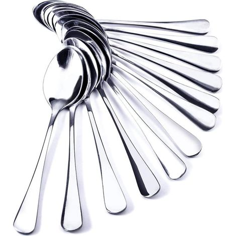 Set Mit 12 Kleinen Ovalen Teelöffeln Aus Edelstahl, Gewürzlöffel Im Großhandel